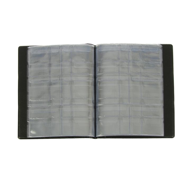 Альбом для монет 125х185мм "Комби" на 120 монет: 1 лист на 12 ячеек 53х57мм, 2 листа на 30 ячеек 35х35мм, 1 лист на 48 ячеек 26х29мм, обложка иск.кожа, микс