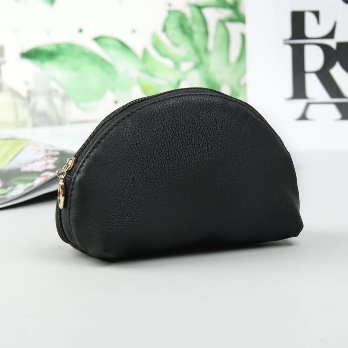 Косметичка простая на молнии, 1 отдел, цвет чёрный