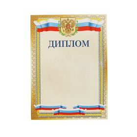 

Диплом "Универсальный" символика РФ, золотая рамка