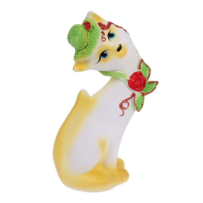 Сувенир "Кошка Алёнка" в шляпе белая