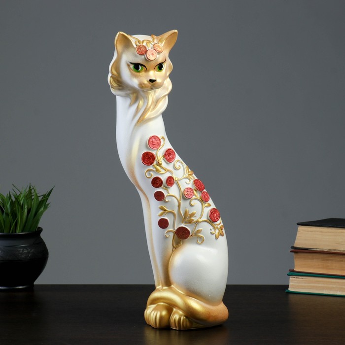 Копилка "Кошка Маркиза" средняя, денежное дерево, белая