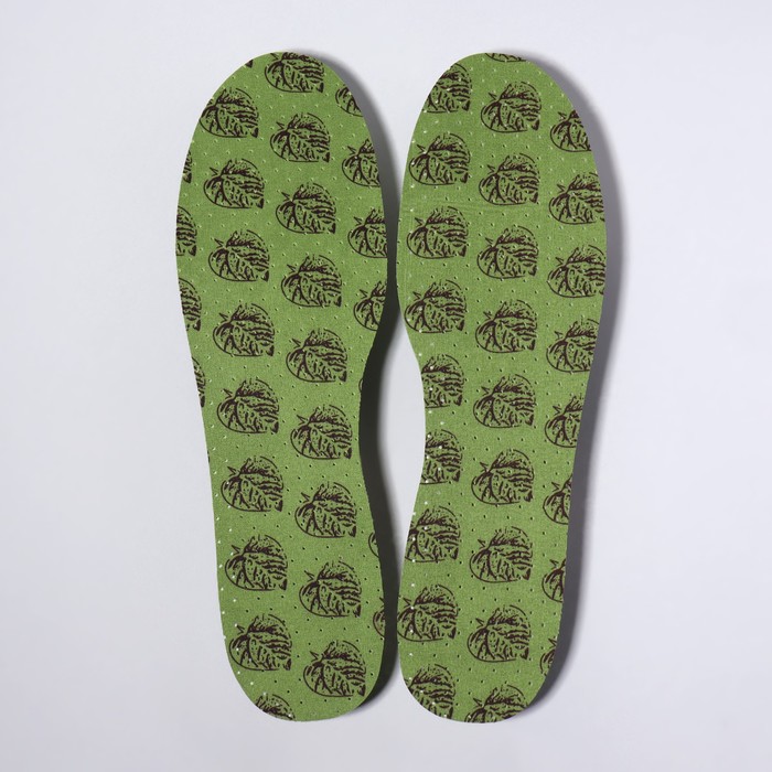 фото Стельки для обуви, антибактериальные, влаговпитывающие, универсальные, 36-46 р-р, пара, цвет зелёный pregrada