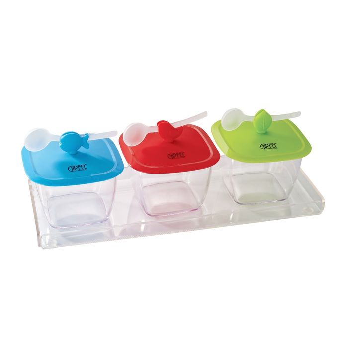 Набор для специй Gipfel, 3 предмета, 8,4х8,4х6,5 см, с крышками