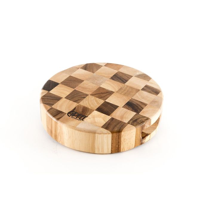 Доска разделочная двухцветная "Шахматка", круглая, 23x5 см