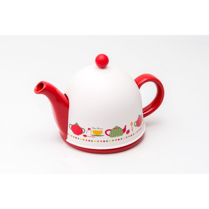 Заварочный чайник PELANGI 22х13,5х11,5 см, 0,8 л, бело-красный