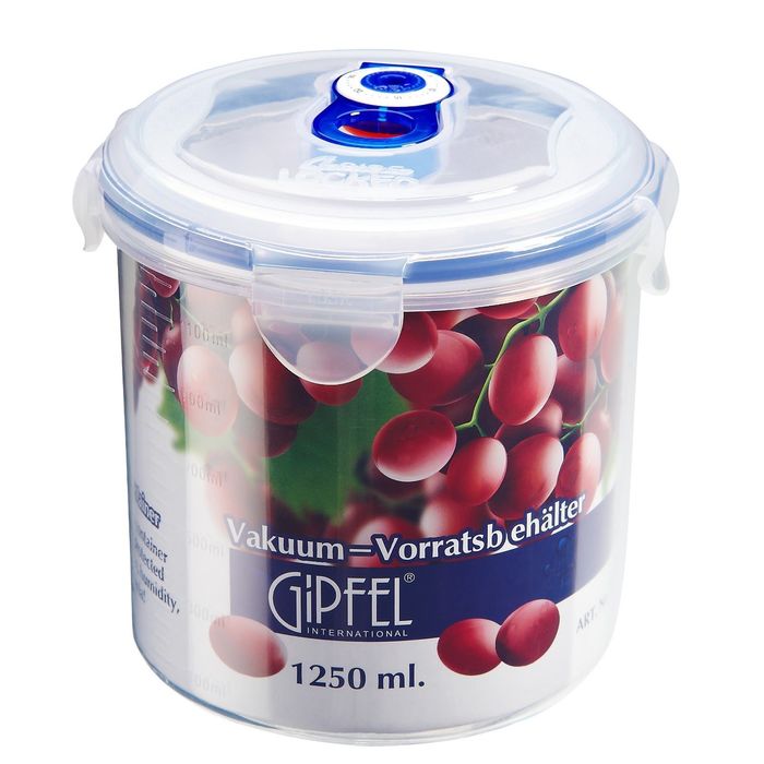 Вакуумный контейнер для хранения продуктов, круглый, 14x14,1 см, 1,25 л