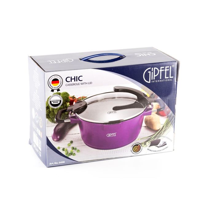 Кастрюля CHIC 24x11,5 см, 4,4 л, темно-фиолетовая
