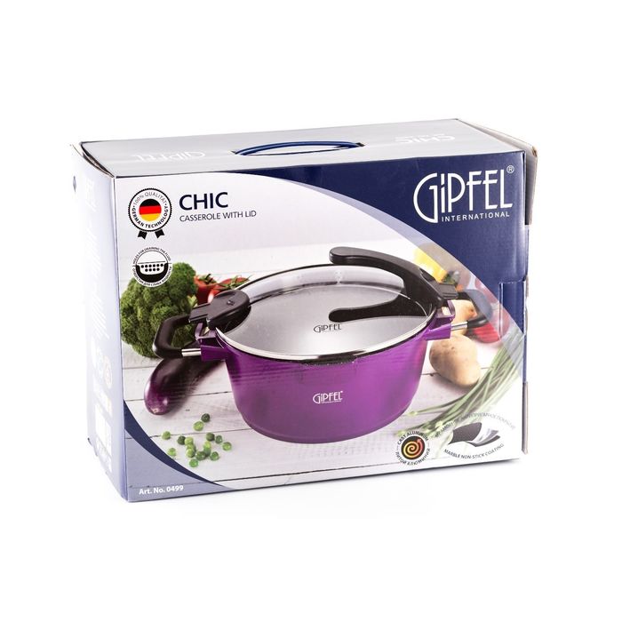 Кастрюля CHIC 28x13,5 см, 7 л, темно-фиолетовая