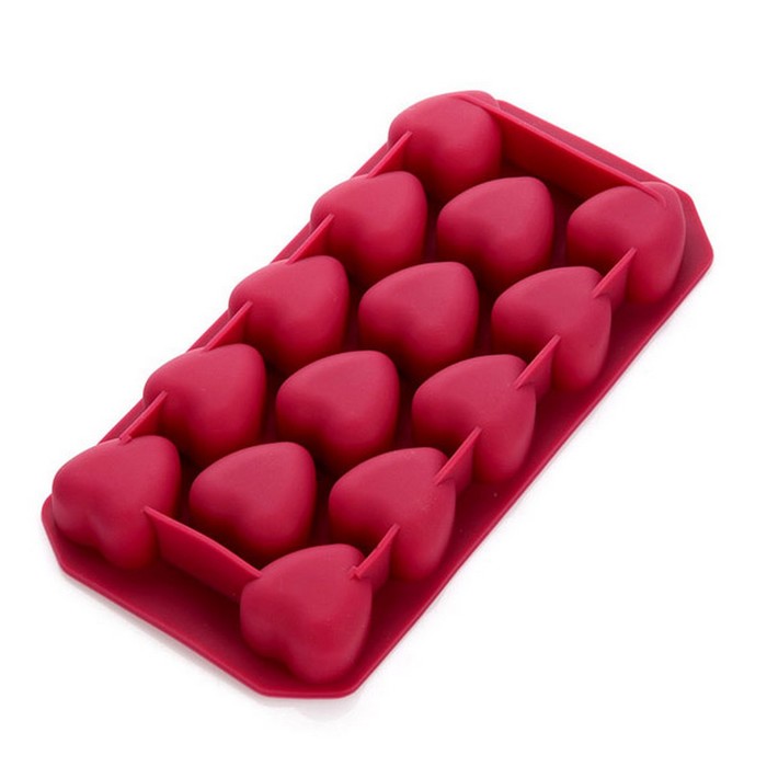 Форма для льда "Сердечки" вишневая