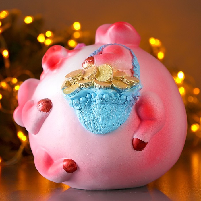 Копилка "Свинья шар с корзинкой" 30см