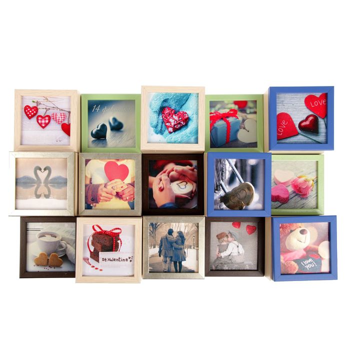 Фоторамка на 15 фото 10х10 см "Любовь" с отделами для хранения