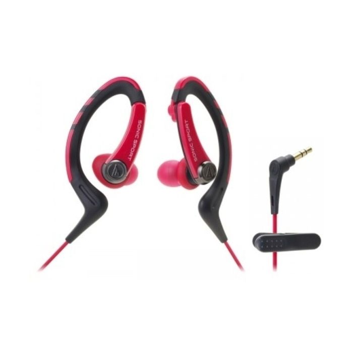 Наушники AUDIO-TECHNICA ATH-SPORT1 RD, спортивные, черно-розовые