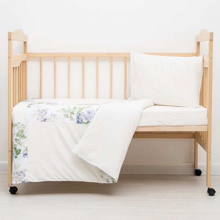 Детское постельное бельё (3 предмета), цвет белый, принт цветы 07.36