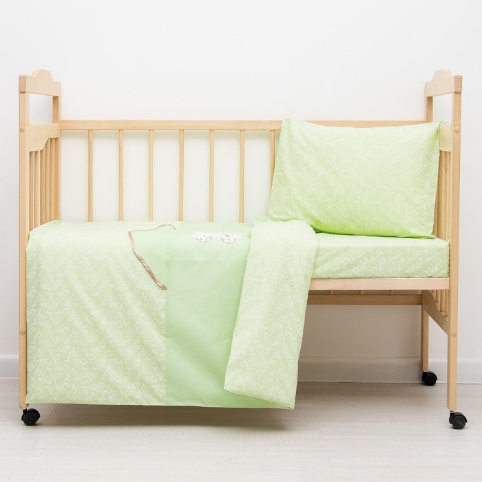 Детское постельное бельё (3 предмета), цвет зелёный 07.27