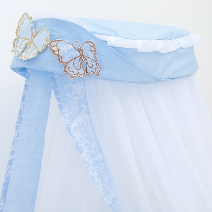 Комплект в кроватку "Бабочки" (7 предметов), цвет голубой 45