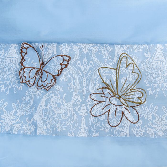 Комплект в кроватку "Бабочки" (7 предметов), цвет голубой 45
