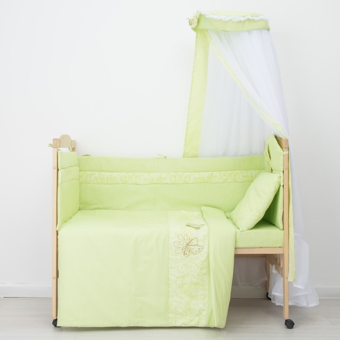 Комплект в кроватку &quot;Бабочки&quot; (7 предметов), цвет зелёный 45