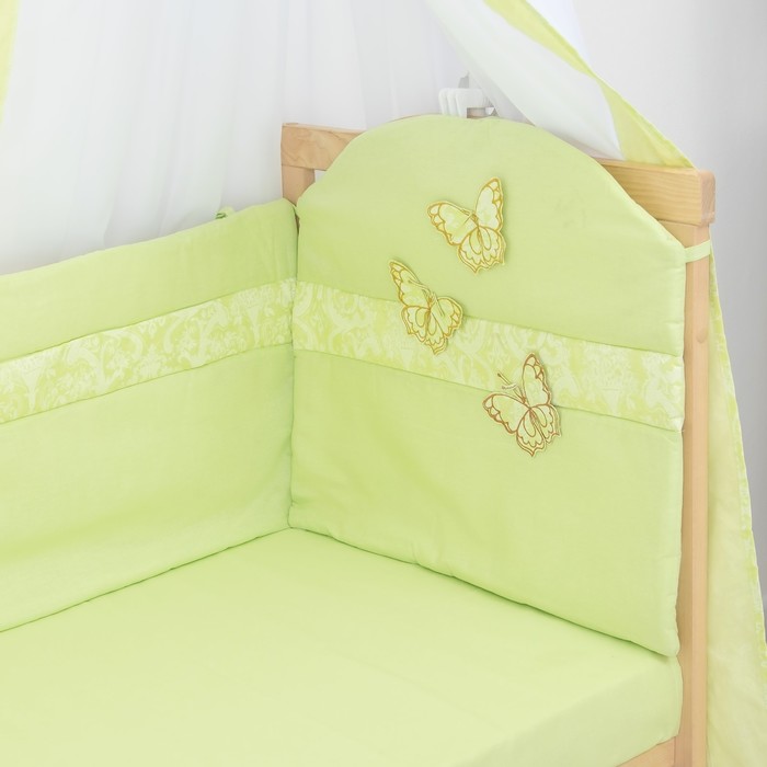 Комплект в кроватку "Бабочки" (7 предметов), цвет зелёный 45