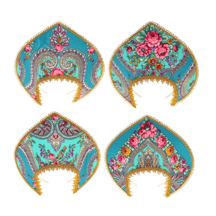 Кокошник "Восторг" на бирюзовом МИКС