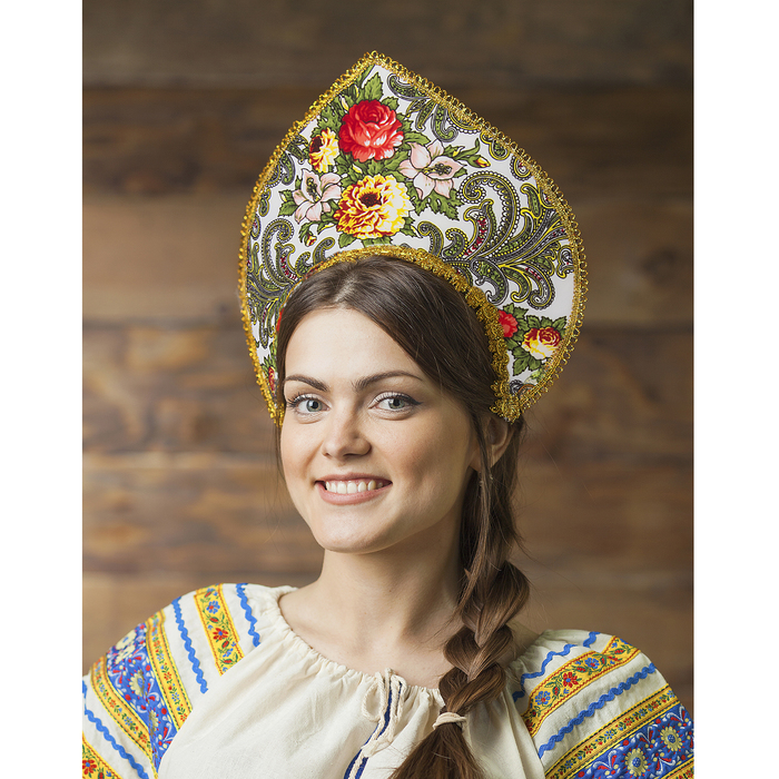 Кокошник "Восторг" на белом МИКС