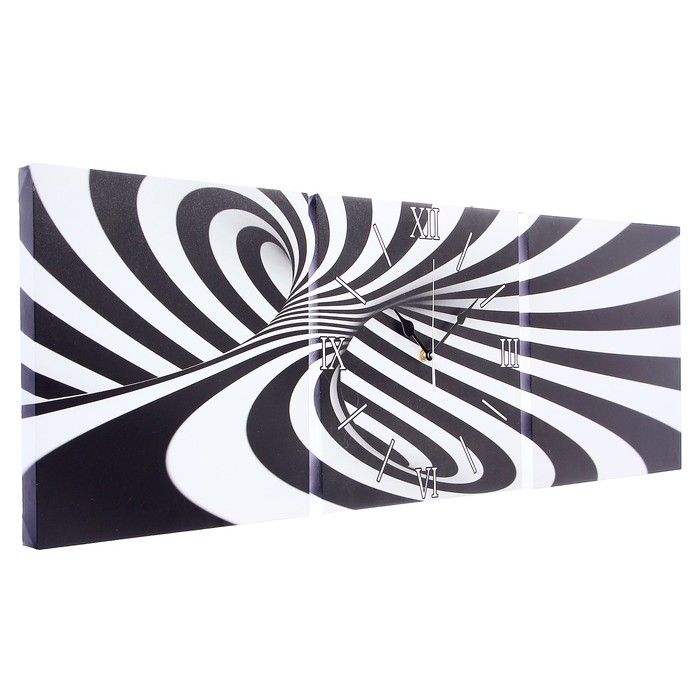 Часы настенные модульные «Чёрно-белая абстракция», 35 × 110 см