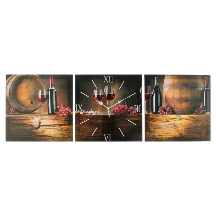 фото Часы настенные, серия: интерьер, модульные "вино", 35х110 см, микс сюжет