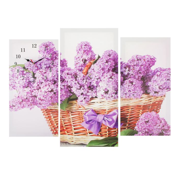 Часы настенные модульные «Корзина сирени», 60 × 80 см