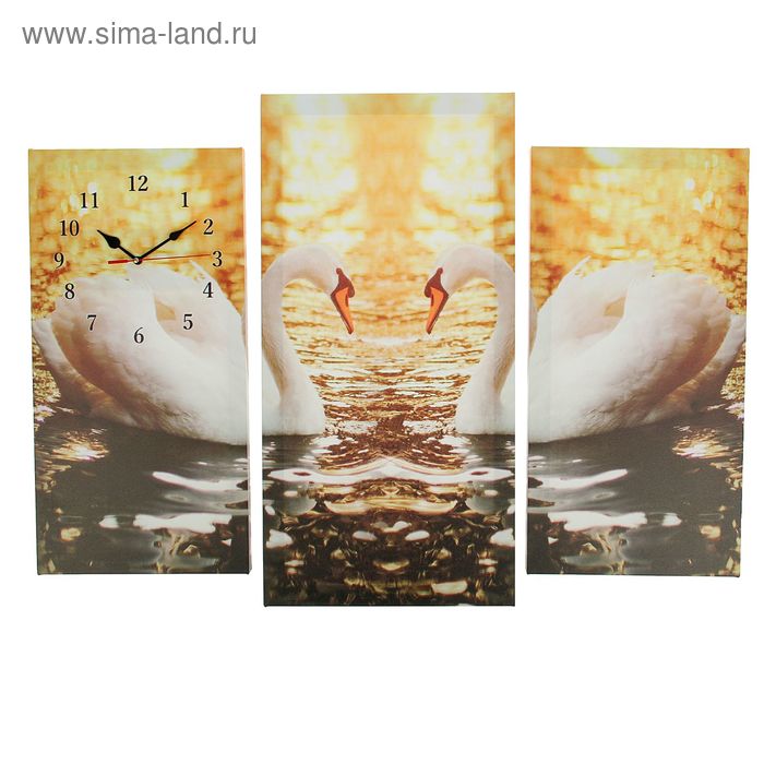 Часы настенные модульные «Пара лебедей», 60 × 80 см часы настенные модульные белые тюльпаны 60 × 80 см