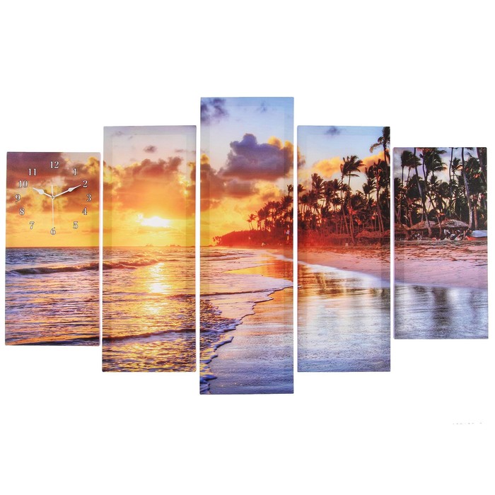 Часы настенные, модульные, серия: Море, Закат на пляже, 80х140 см puzzle закат на пляже кейбл бич австралия 1000 деталей