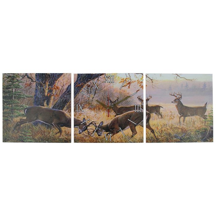 Часы настенные модульные «Олени», 35 × 110 см