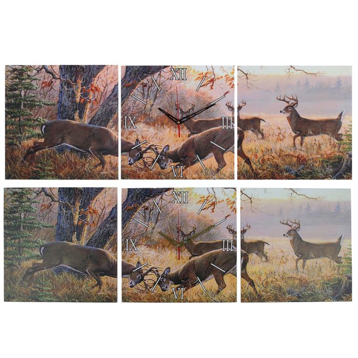Часы настенные модульные «Олени», 35 × 110 см