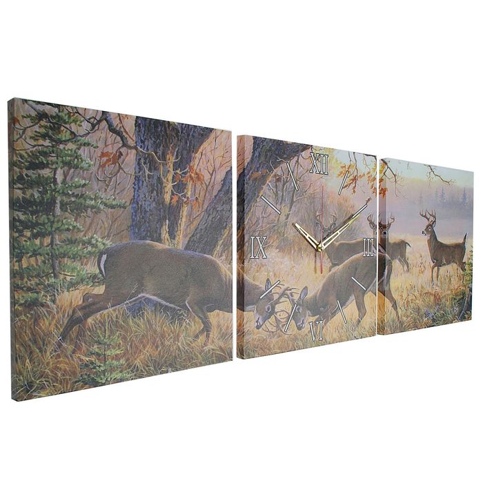 Часы настенные модульные «Олени», 35 × 110 см