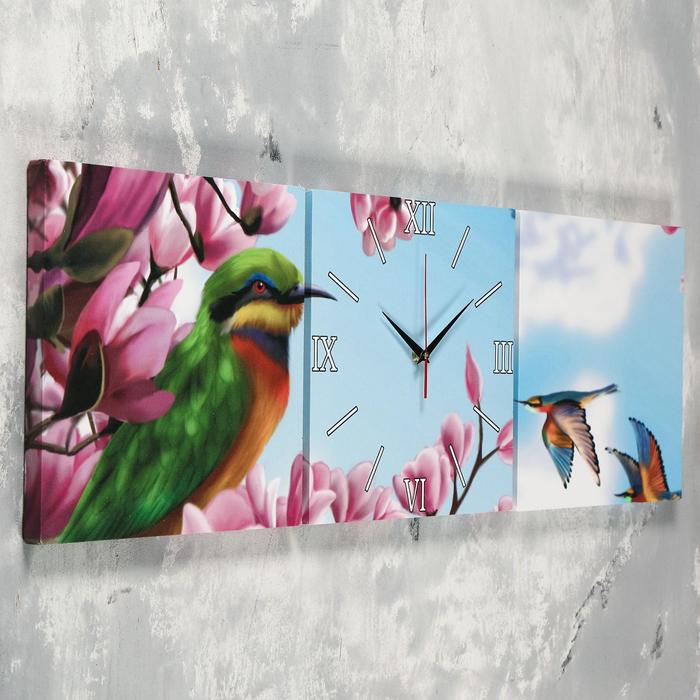 Часы настенные модульные «Колибри», 35 × 110 см