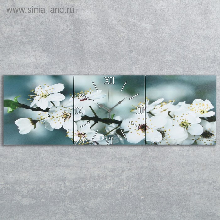 фото Часы настенные модульные «весеннее цветение», 35 × 110 см сюжет