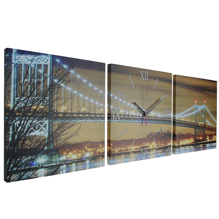Часы настенные модульные «Светящийся мост», 35 × 110 см
