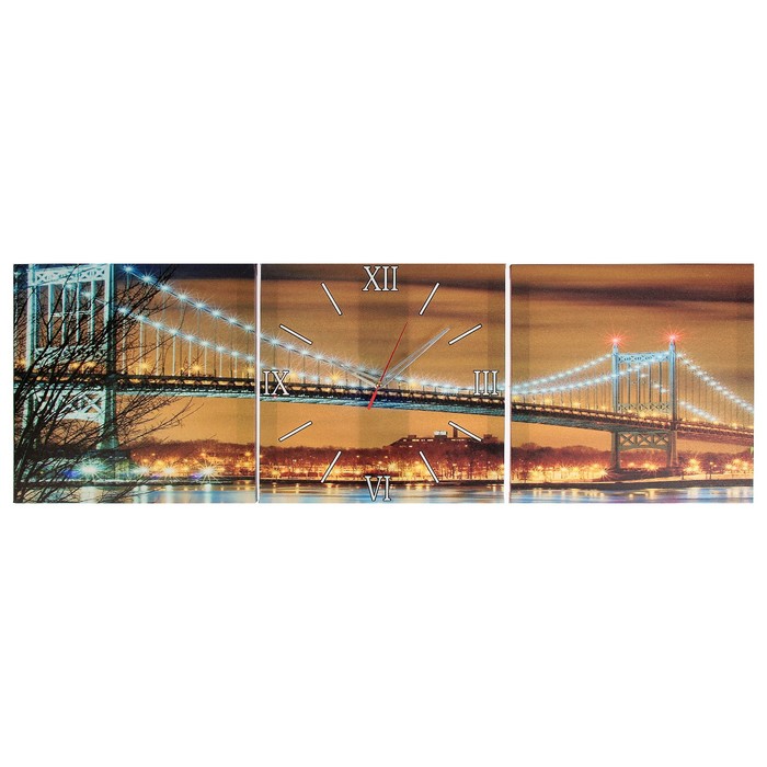 Часы настенные модульные «Светящийся мост», 35 × 110 см
