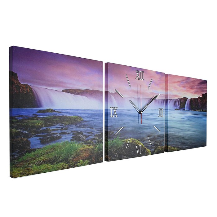 Часы настенные модульные «Водопады», 35 × 110 см