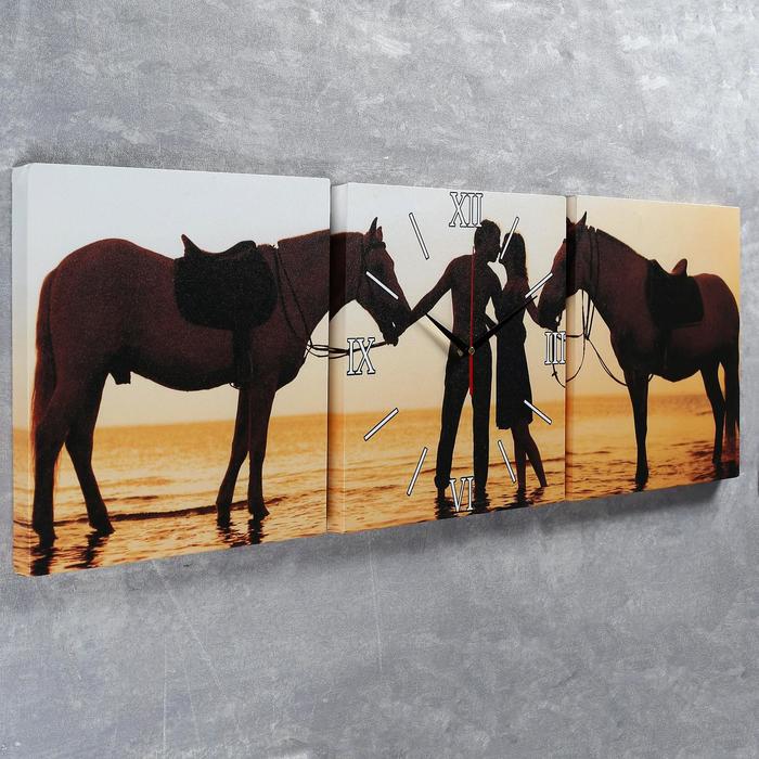 Часы настенные модульные «Влюблённая пара», 35 × 110 см