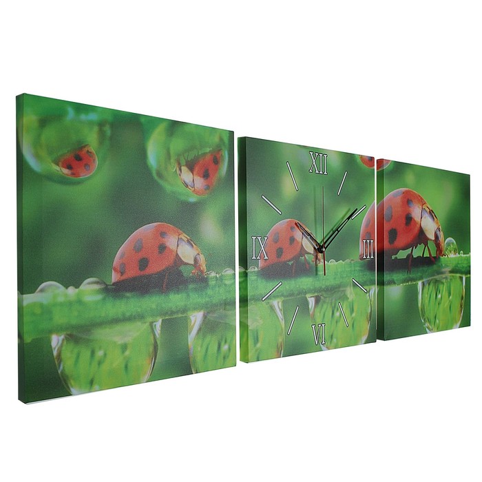 Часы настенные модульные «Божьи коровки», 35 × 110 см