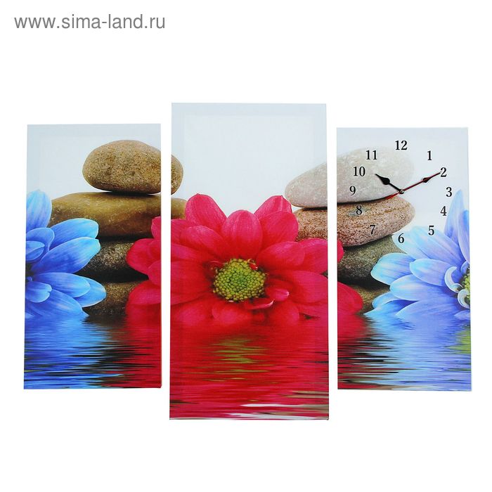 Часы настенные, модульные, серия: Цветы, Цветы и камни, 60х80 см