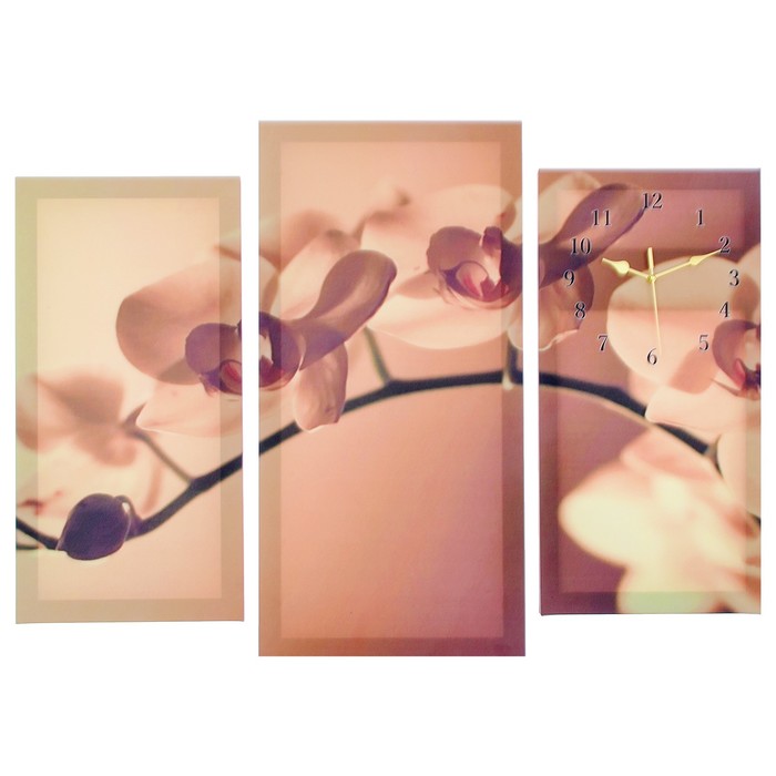 Часы настенные модульные «Веточка орхидеи», 60 × 80 см
