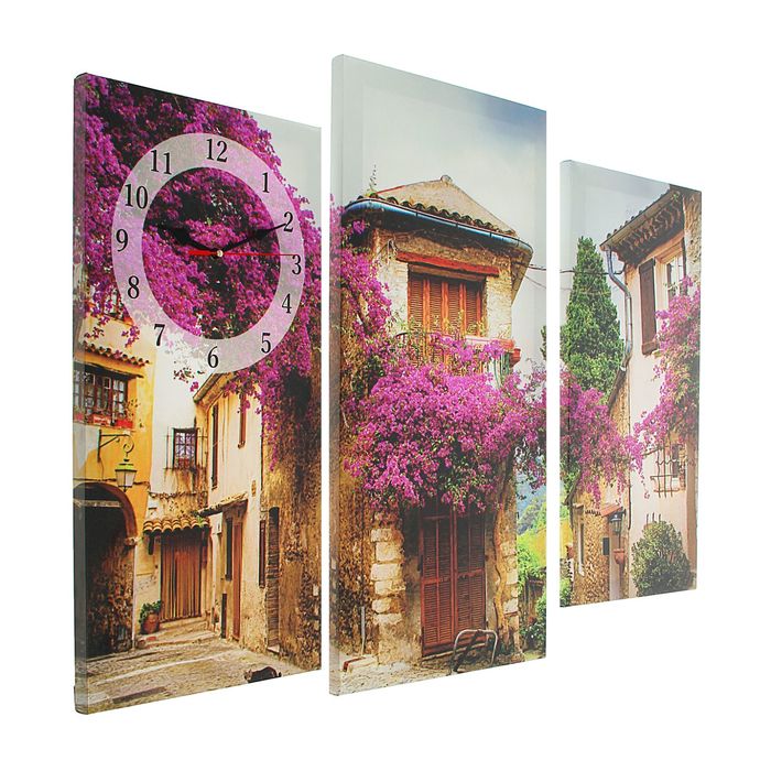 Часы настенные модульные «Украшенные цветами дома», 60 × 80 см