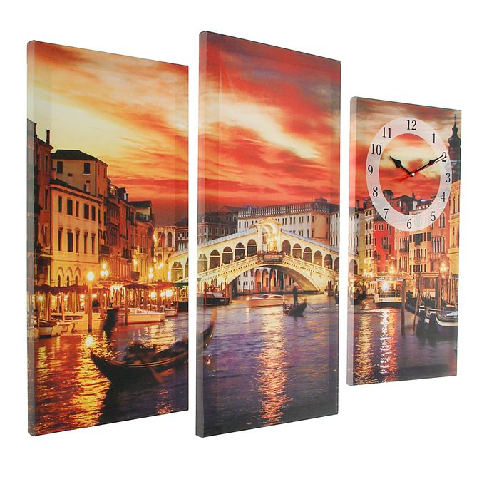 Часы настенные модульные «Мост в Венеции», 60 × 80 см