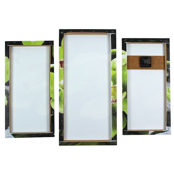 Часы настенные модульные «Зелёные орхидеи на камнях», 60 × 80 см