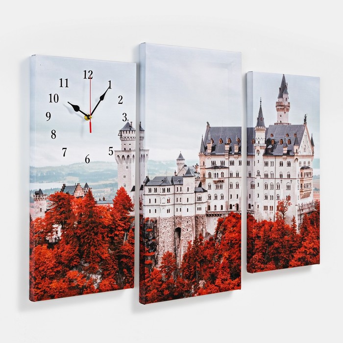фото Часы настенные, модульные, серия: город, "белый замок", 60х80 см сюжет