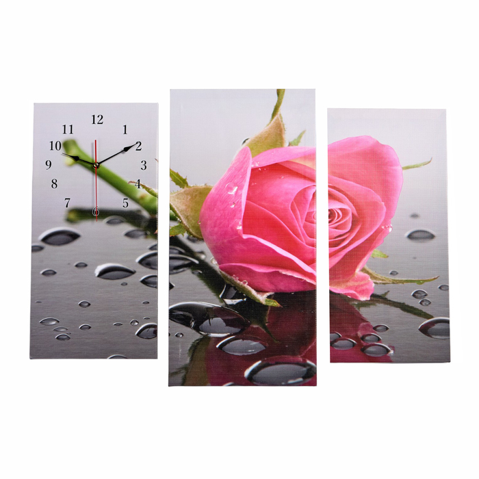 Часы настенные, модульные, серия: Цветы, Розовая роза, 60х80 см