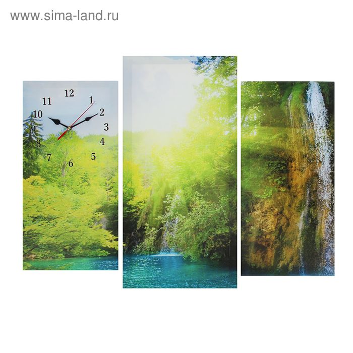 Часы настенные модульные «Озеро в горах», 60 × 80 см