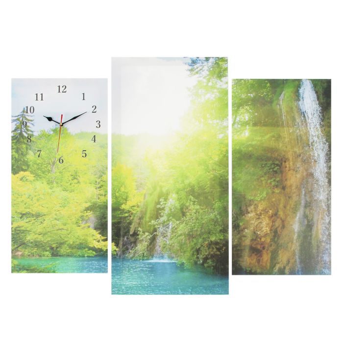Часы настенные модульные «Озеро в горах», 60 × 80 см