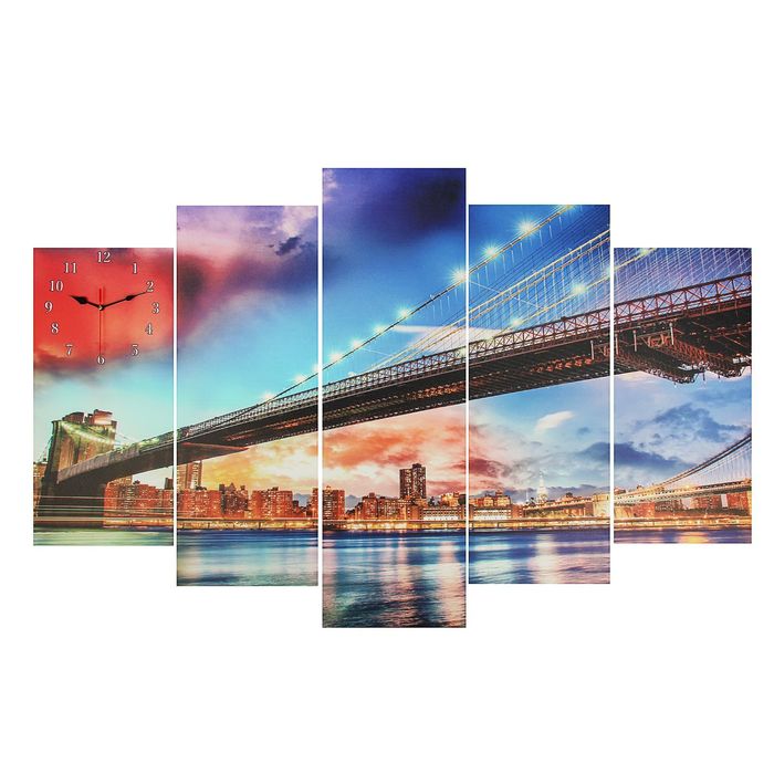 Часы настенные модульные «Светящийся мост», 80 × 140 см