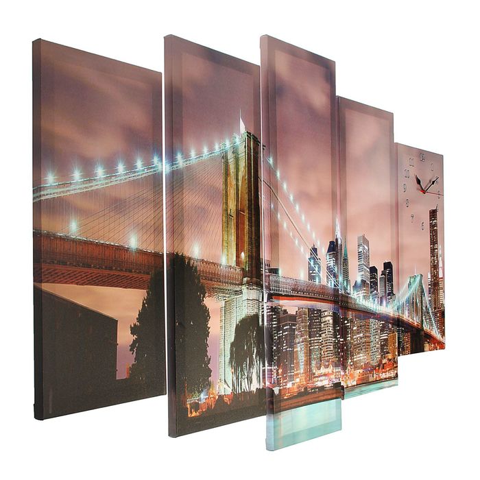Часы настенные модульные «Огни ночи на Манхэттене», 80 × 140 см
